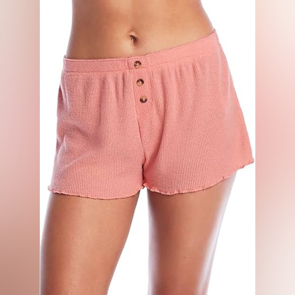PJ Salvage Peachy Coral Textured Lounge Shorts - Medium